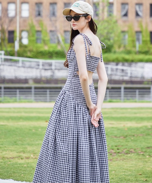 ワンピース yilon DOLCE CHECK OP yilon DOLCE CHECK OP navy - メルカリ