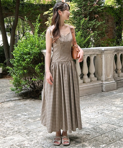 etre loin（エトルワン）の「Gingham check back open dress（ワンピース・レディース・ブラック/ライトグレー/ブラウン・M）」の20枚目の写真