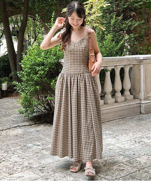 etre loin（エトルワン）の「Gingham check back open dress（ワンピース・レディース・ブラック/ライトグレー/ブラウン・M）」の19枚目の写真