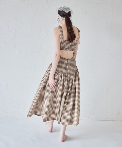 etre loin（エトルワン）の「Gingham check back open dress（ワンピース・レディース・ブラック/ライトグレー/ブラウン・M）」の7枚目の写真