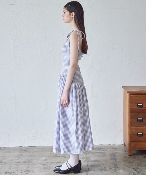 etre loin（エトルワン）の「Gingham check back open dress（ワンピース・レディース・ブラック/ライトグレー/ブラウン・M）」の5枚目の写真