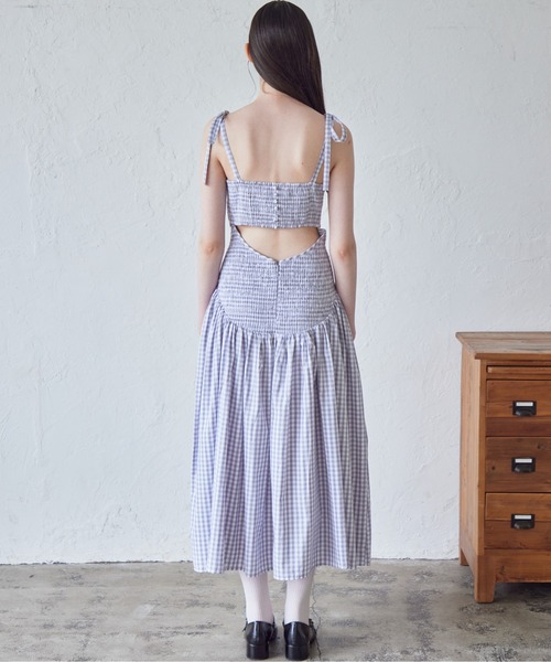 etre loin（エトルワン）の「Gingham check back open dress（ワンピース・レディース・ブラック/ライトグレー/ブラウン・M）」の6枚目の写真