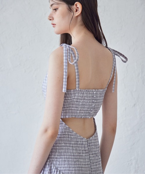 etre loin（エトルワン）の「Gingham check back open dress（ワンピース・レディース・ブラック/ライトグレー/ブラウン・M）」の18枚目の写真