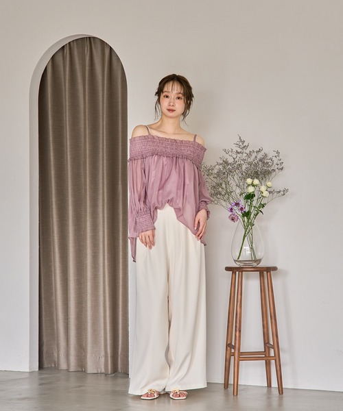 mideal(マイディール)の「sheer off shoulder / シアーオフショルブラウス(シャツ/ブラウス・レディース・ピンク/アイボリー/ブルーグリーン・FREE)」の21枚目の写真