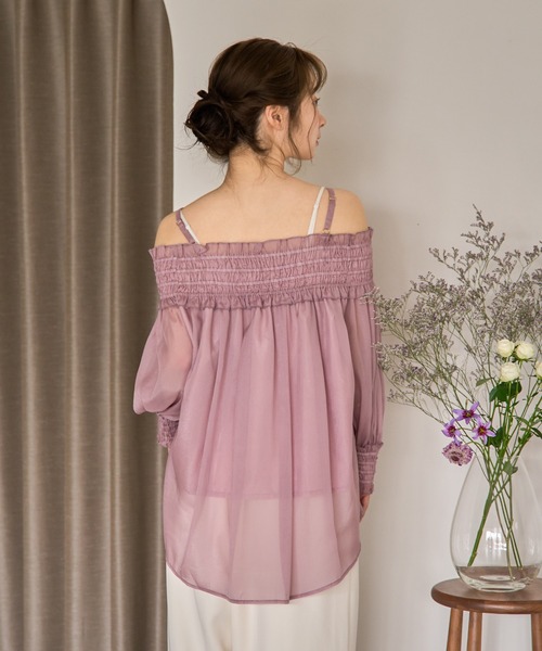 mideal(マイディール)の「sheer off shoulder / シアーオフショルブラウス(シャツ/ブラウス・レディース・ピンク/アイボリー/ブルーグリーン・FREE)」の19枚目の写真