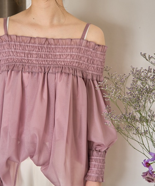 mideal(マイディール)の「sheer off shoulder / シアーオフショルブラウス(シャツ/ブラウス・レディース・ピンク/アイボリー/ブルーグリーン・FREE)」の20枚目の写真
