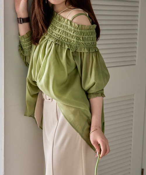 美品★マーレット｜定価6.9万円 AMIEL OFF-SHOULDER ブラウス Marlette/マーレット】 AMIEL OFF-SHOULDER ブラウス