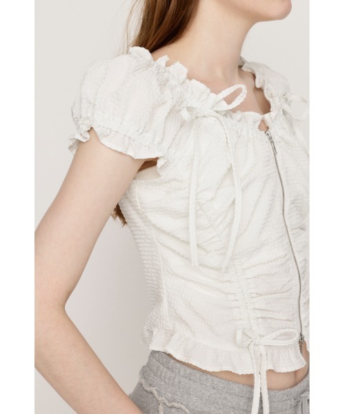 SLY スライ 半袖 トップス 白 FRONTZIP 2WAY フロントジップ FRONTZIP 2WAY TOPS フロントジップ 2ウェイ トップス 半袖 夏服