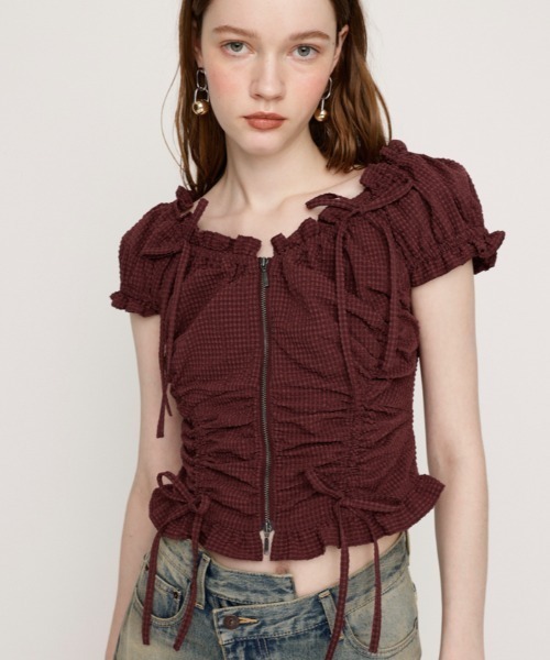 FRONTZIP 2WAY TOPS フロントジップ 2ウェイ トップス SLY ブラウス シャツ FRONTZIP 2WAY TOPS フロントジップ 2