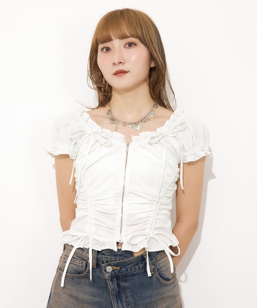 a SLY FRONTZIP2WAYTOPSフロントジップ2ウェイトップス FRONTZIP 2WAY TOPS フロントジップ 2ウェイ トップス 半袖 夏服
