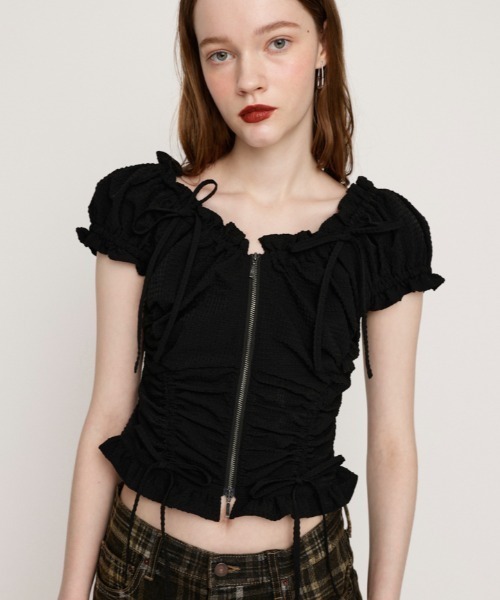 a SLY FRONTZIP2WAYTOPSフロントジップ2ウェイトップス FRONTZIP 2WAY TOPS フロントジップ 2ウェイ トップス 半袖 夏服