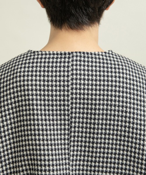 Dot＆Stripes CHILD WOMAN（ドットアンドストライプス　チャイルドウーマン）の「ウールギンガムジャケット（ノーカラージャケット・レディース・ブラック・FREE）」の9枚目の写真