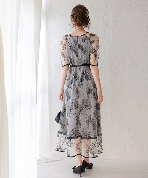 Dorry Doll(ドリードール)の「ドロイングフラワードレス(ドレス・レディース・ブラック×ベージュ/グレー/グレイッシュベージュ/ブルー・MEDIUM/SMALL/LARGE)」の13枚目の写真