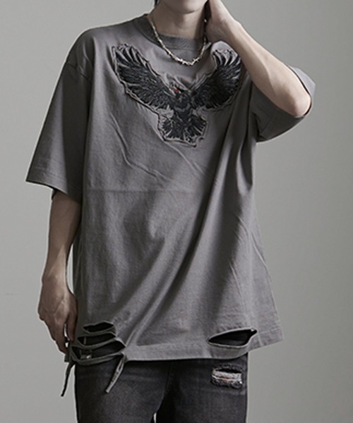 SILVER BULLET(シルバーバレット)の「『DAKU/ダク』ダメージTEE【Z】(Tシャツ/カットソー・メンズ・ホワイト/グレー/ブラック・1/2)」の3枚目の写真