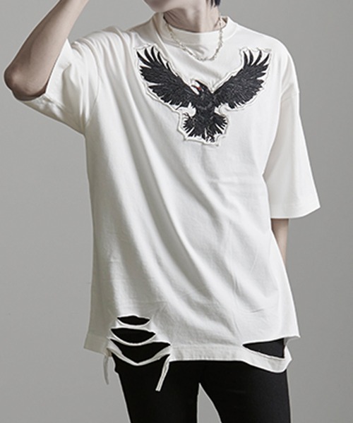 SILVER BULLET(シルバーバレット)の「『DAKU/ダク』ダメージTEE【Z】(Tシャツ/カットソー・メンズ・ホワイト/グレー/ブラック・1/2)」の2枚目の写真
