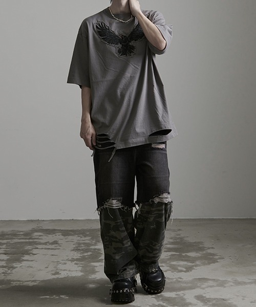 SILVER BULLET(シルバーバレット)の「『DAKU/ダク』ダメージTEE【Z】(Tシャツ/カットソー・メンズ・ホワイト/グレー/ブラック・1/2)」の16枚目の写真