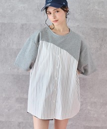シャツ ドッキング デザイン Tシャツ