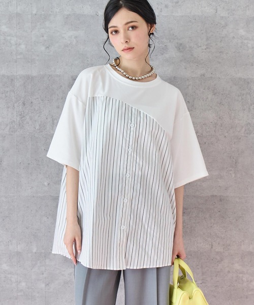 ANAP(アナップ)の「シャツ ドッキング デザイン Tシャツ(Tシャツ/カットソー・レディース・ホワイト/ブラック/グレー・FREE)」の20枚目の写真
