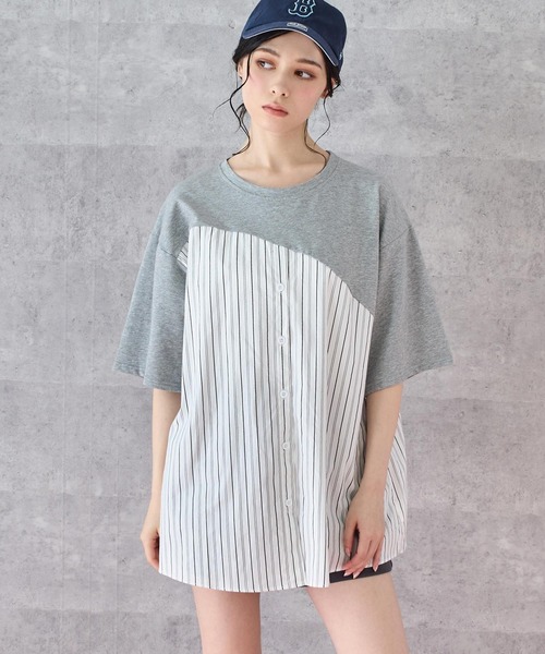 ANAP(アナップ)の「シャツ ドッキング デザイン Tシャツ(Tシャツ/カットソー・レディース・ホワイト/ブラック/グレー・FREE)」の17枚目の写真