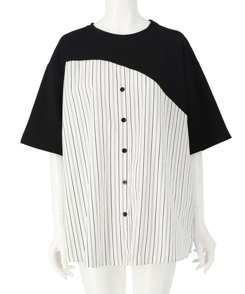 ANAP(アナップ)の「シャツ ドッキング デザイン Tシャツ(Tシャツ/カットソー・レディース・ホワイト/ブラック/グレー・FREE)」の11枚目の写真