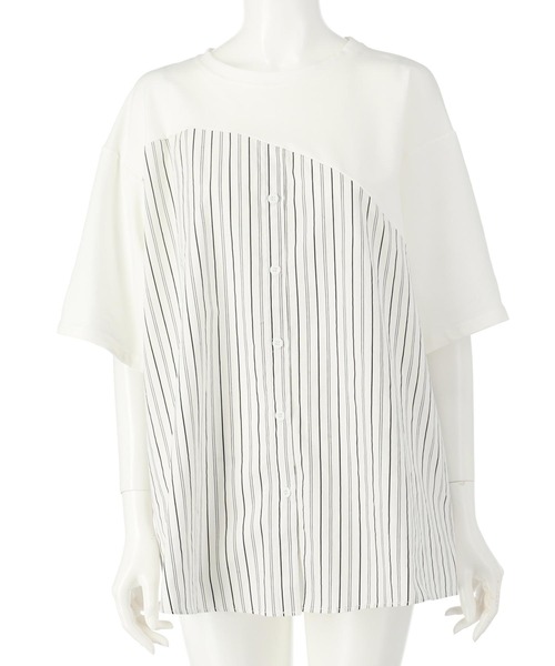 ANAP(アナップ)の「シャツ ドッキング デザイン Tシャツ(Tシャツ/カットソー・レディース・ホワイト/ブラック/グレー・FREE)」の4枚目の写真