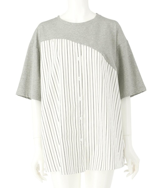 ANAP(アナップ)の「シャツ ドッキング デザイン Tシャツ(Tシャツ/カットソー・レディース・ホワイト/ブラック/グレー・FREE)」の6枚目の写真