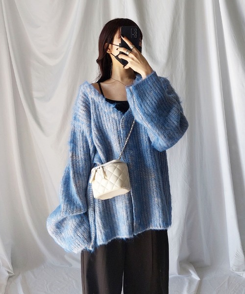 me+em select（ミームセレクト）の「ニットカーディガン（カーディガン/ボレロ・レディース・ブルー・FREE）」の6枚目の写真