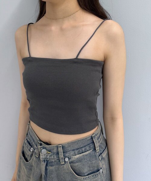 mline（エムライン）の「[mline]パット付き シンプルキャミソール（キャミソール・レディース・オフホワイト/チャコールグレー/ブラック/ベージュ・FREE）」の7枚目の写真