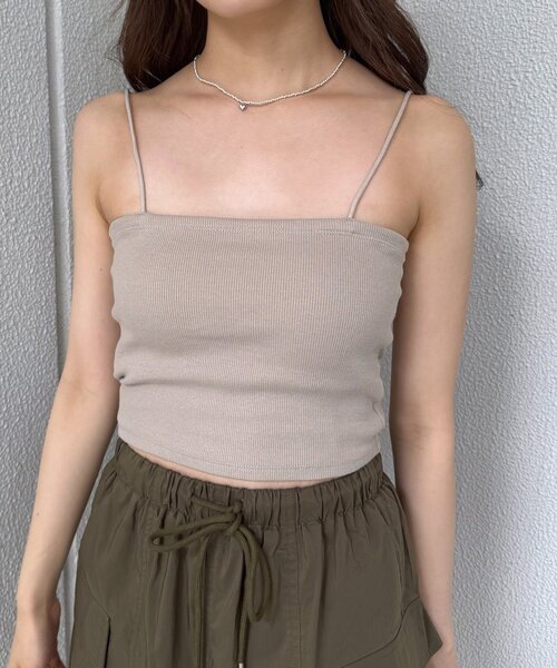 mline（エムライン）の「[mline]パット付き シンプルキャミソール（キャミソール・レディース・オフホワイト/チャコールグレー/ブラック/ベージュ・FREE）」の14枚目の写真