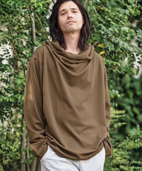 CAMBIO(カンビオ)の「mlt5285- ドレープネックカットソー(Tシャツ/カットソー・メンズ・ブラック/グレー/キャメル・S/M/L)」の9枚目の写真