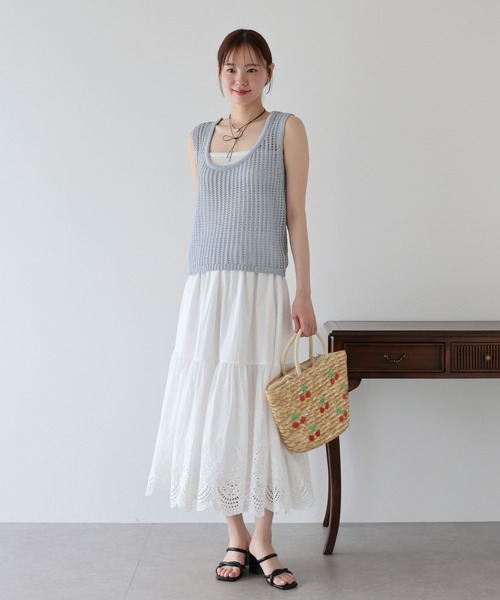 BLUEEAST(ブルーイースト)の「《新色追加》コットンレースティアードスカート(スカート・レディース・ブラック/ホワイト/ブラウン/サックスブルー・LONG/SHORT)」の14枚目の写真