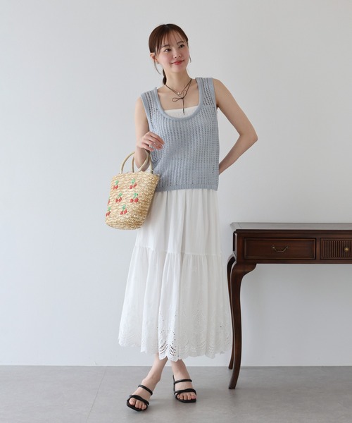 BLUEEAST(ブルーイースト)の「《新色追加》コットンレースティアードスカート(スカート・レディース・ブラック/ホワイト/ブラウン/サックスブルー・LONG/SHORT)」の15枚目の写真