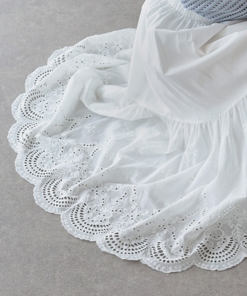 BLUEEAST(ブルーイースト)の「《新色追加》コットンレースティアードスカート(スカート・レディース・ブラック/ホワイト/ブラウン/サックスブルー・LONG/SHORT)」の18枚目の写真