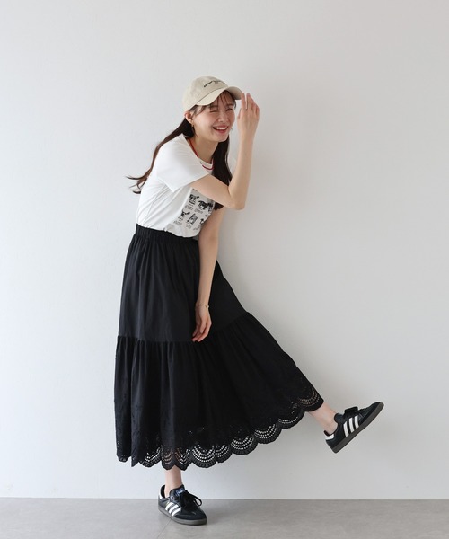 BLUEEAST(ブルーイースト)の「《新色追加》コットンレースティアードスカート(スカート・レディース・ブラック/ホワイト/ブラウン/サックスブルー・LONG/SHORT)」の19枚目の写真
