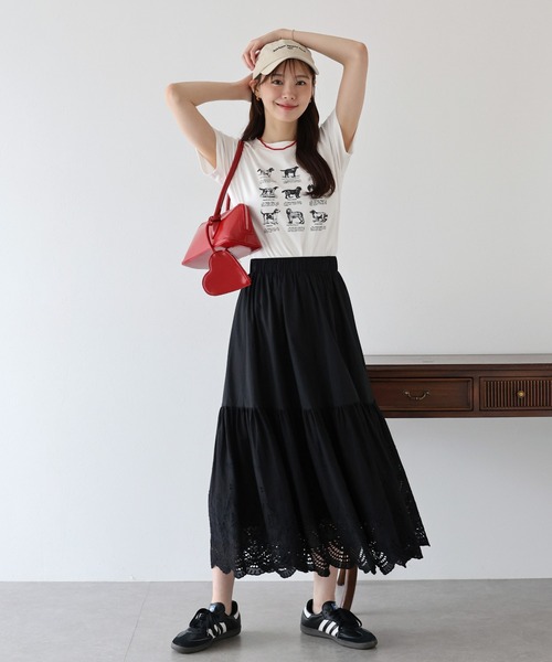 BLUEEAST(ブルーイースト)の「《新色追加》コットンレースティアードスカート(スカート・レディース・ブラック/ホワイト/ブラウン/サックスブルー・LONG/SHORT)」の20枚目の写真