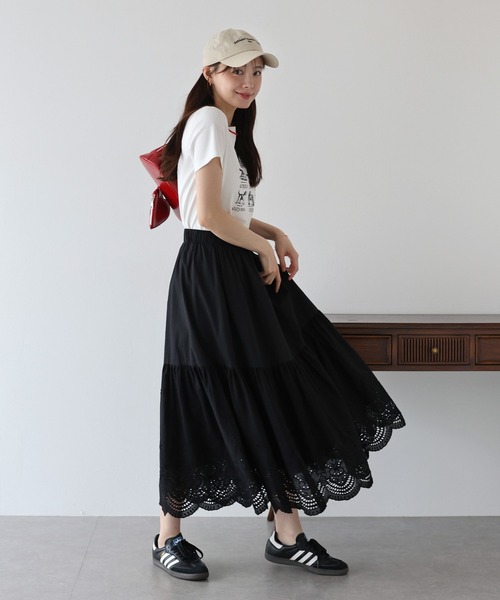 BLUEEAST(ブルーイースト)の「《新色追加》コットンレースティアードスカート(スカート・レディース・ブラック/ホワイト/ブラウン/サックスブルー・LONG/SHORT)」の21枚目の写真