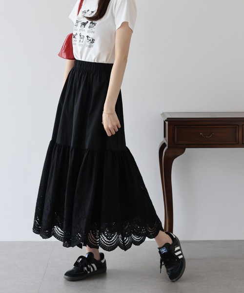 BLUEEAST(ブルーイースト)の「《新色追加》コットンレースティアードスカート(スカート・レディース・ブラック/ホワイト/ブラウン/サックスブルー・LONG/SHORT)」の22枚目の写真