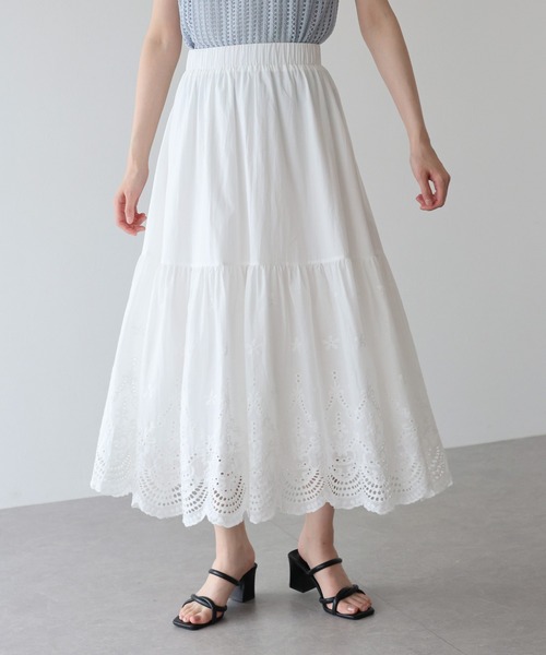 BLUEEAST(ブルーイースト)の「《新色追加》コットンレースティアードスカート(スカート・レディース・ブラック/ホワイト/ブラウン/サックスブルー・LONG/SHORT)」の17枚目の写真
