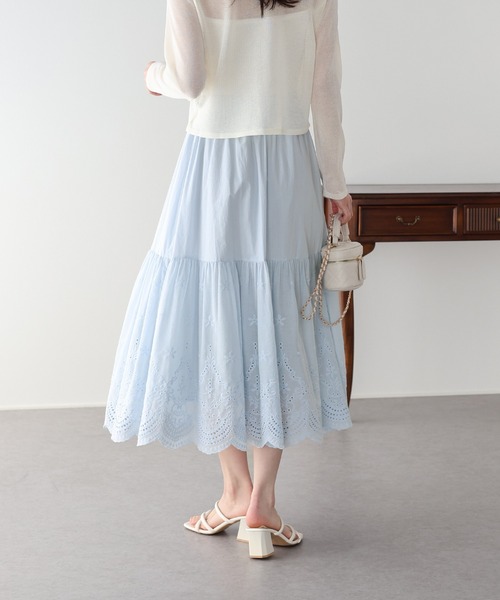 BLUEEAST(ブルーイースト)の「《新色追加》コットンレースティアードスカート(スカート・レディース・ブラック/ホワイト/ブラウン/サックスブルー・LONG/SHORT)」の7枚目の写真