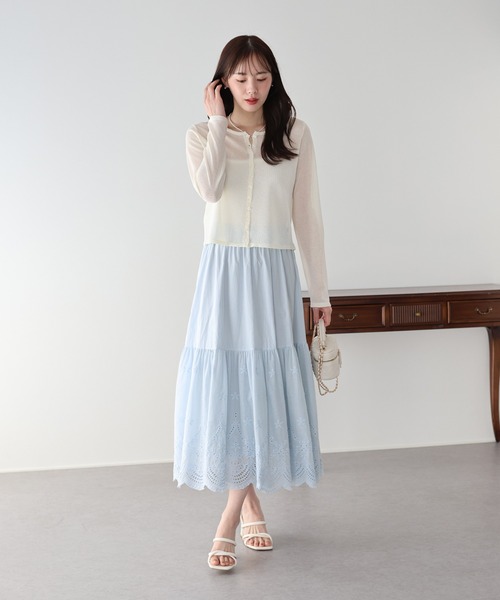 BLUEEAST(ブルーイースト)の「《新色追加》コットンレースティアードスカート(スカート・レディース・ブラック/ホワイト/ブラウン/サックスブルー・LONG/SHORT)」の10枚目の写真