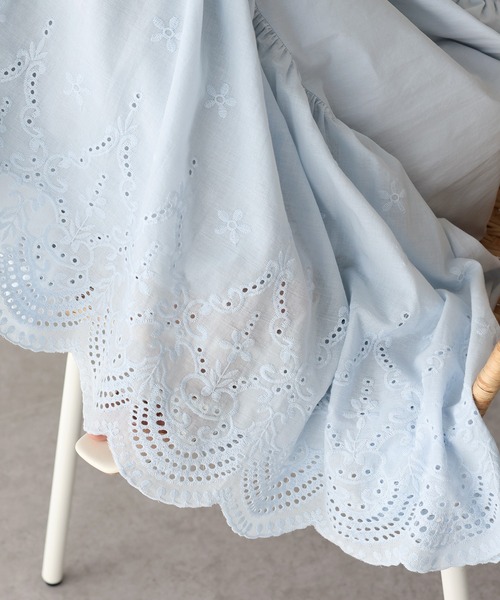 BLUEEAST(ブルーイースト)の「《新色追加》コットンレースティアードスカート(スカート・レディース・ブラック/ホワイト/ブラウン/サックスブルー・LONG/SHORT)」の9枚目の写真