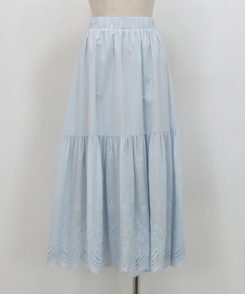 BLUEEAST(ブルーイースト)の「《新色追加》コットンレースティアードスカート(スカート・レディース・ブラック/ホワイト/ブラウン/サックスブルー・LONG/SHORT)」の11枚目の写真