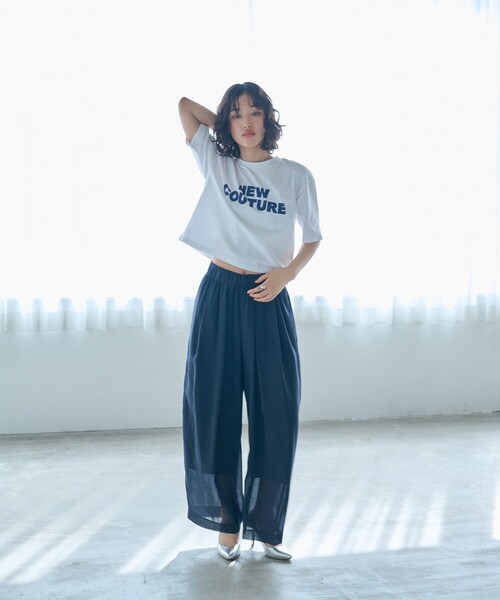 CAST:(キャストコロン)の「【着用しわ軽減/セットアップ対応】シアータックギャザーパンツ(その他パンツ・レディース・ネイビー/グリーン系その他7/オフホワイト・M/S)」の14枚目の写真