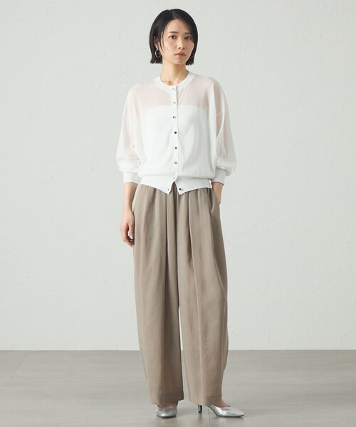 CAST:(キャストコロン)の「【着用しわ軽減/セットアップ対応】シアータックギャザーパンツ(その他パンツ・レディース・ネイビー/グリーン系その他7/オフホワイト・M/S)」の7枚目の写真