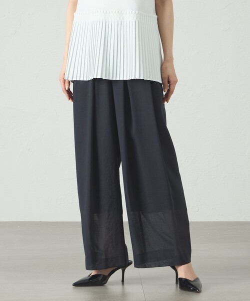 CAST:(キャストコロン)の「【着用しわ軽減/セットアップ対応】シアータックギャザーパンツ(その他パンツ・レディース・ネイビー/グリーン系その他7/オフホワイト・M/S)」の6枚目の写真