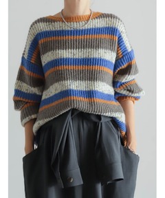 ノンブルアンペール　nombre impair　クルーネックニット　グレー NOMBRE IMPAIR（ノンブルアンペール）の「アンゴラウール 2WAY P