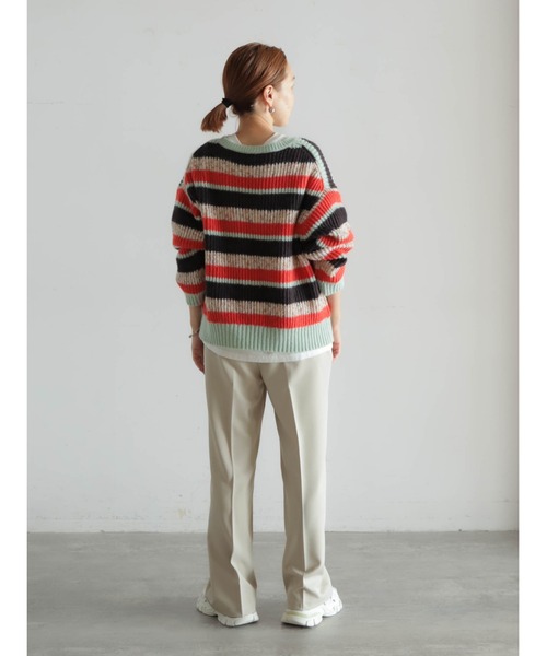 FIL DE FER（フィルデフェール）の「両畦マルチボーダー　ボートネックP/O（ニット/セーター・レディース・ライトグリーン/マスタード・FREE）」の16枚目の写真