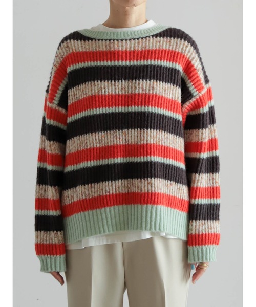 FIL DE FER（フィルデフェール）の「両畦マルチボーダー　ボートネックP/O（ニット/セーター・レディース・ライトグリーン/マスタード・FREE）」の22枚目の写真