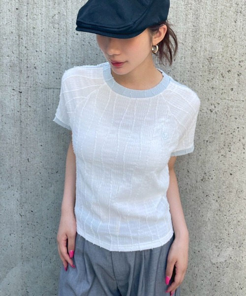 3.3 Field Trip （3.3フィールドトリップ）の「3.3 Field Trip／サイドラインデザインT（Tシャツ/カットソー・レディース・ブラック/オフホワイト/ブラウン・FREE）」の2枚目の写真