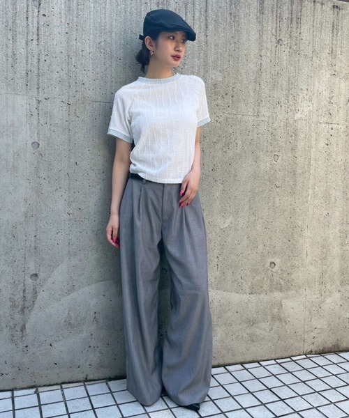 3.3 Field Trip （3.3フィールドトリップ）の「3.3 Field Trip／サイドラインデザインT（Tシャツ/カットソー・レディース・ブラック/オフホワイト/ブラウン・FREE）」の5枚目の写真